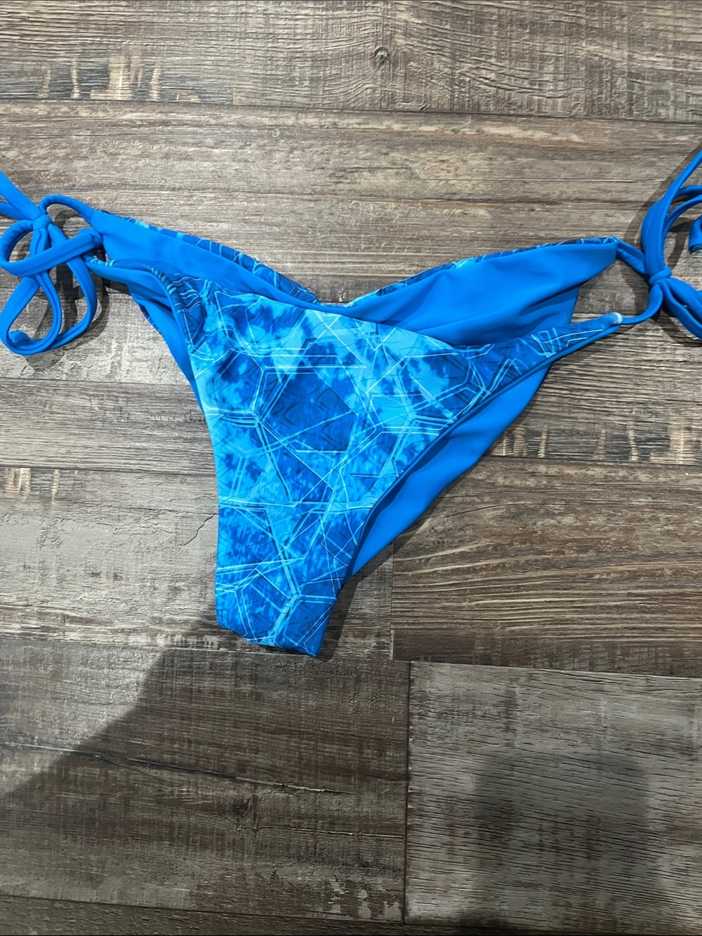 Pelagic Blue Tie-Side Geometric Swim Bottom